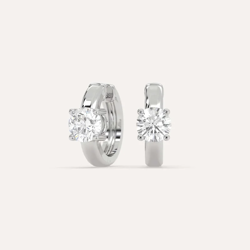 Best hoop earrings with geometric cuts for a sharp, modern appeal-1 carat Round Diamond Hoop Earrings