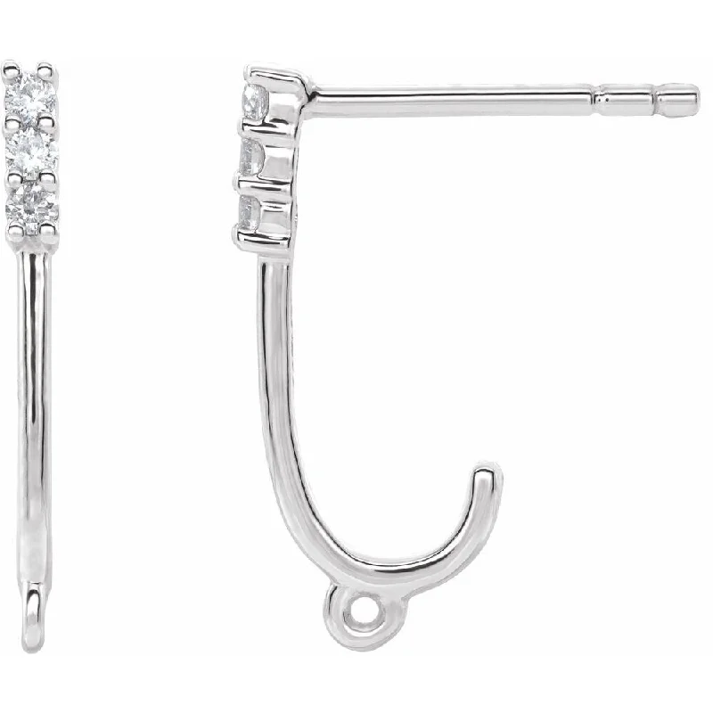 Hoop earrings with circle designs for a classic and timeless shape-14k White Gold .03 CTW Diamond J-Hoop Earring for Women Top for Women