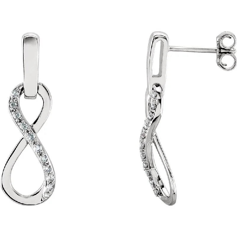 Hoop earrings with diamond-cut surfaces for added sparkle and shine-14k White Gold 1/10 CTW Diamond Infinity-Inspired Dangle Earring for Women