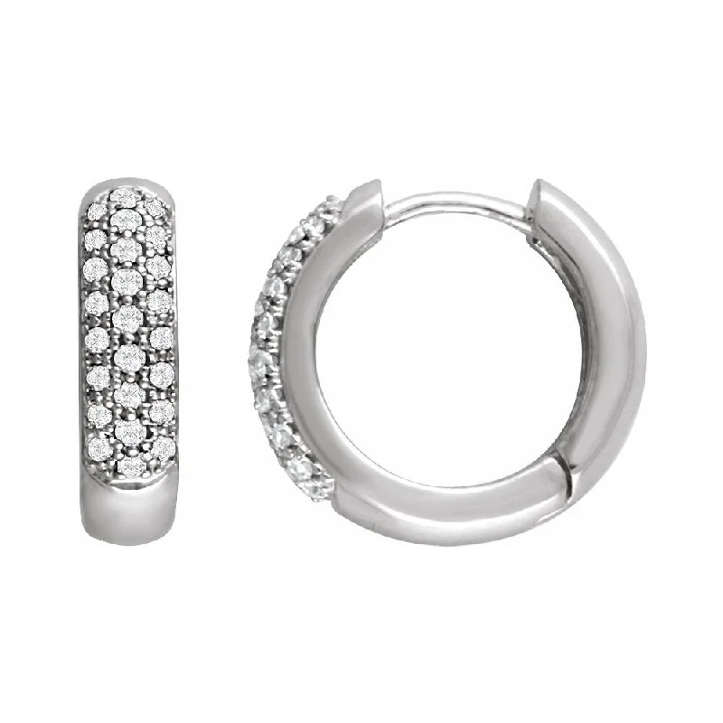 Best hoop earrings with vintage rhinestone embellishments for a retro-glam effect-14K White Gold 1/3 CTW Diamond Hoop Earring for Women