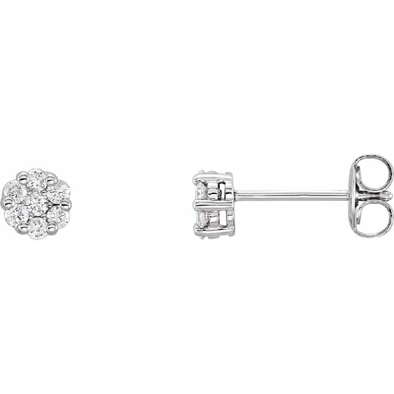 Hoop earrings with abstract wirework for an artistic, unique look-14k White Gold 1/4 CTW Diamond Cluster Earring for Women