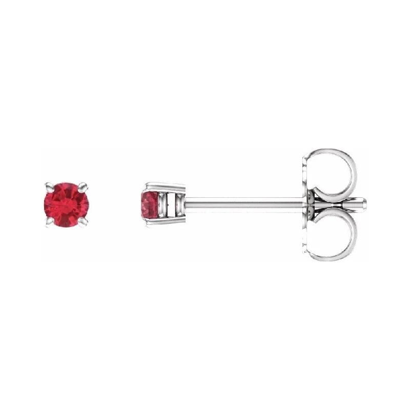 Hoop earrings with resin accents for a bold and colorful design-14k White Gold 2.5 mm Round Chatham Created Ruby Stud Earring for Women