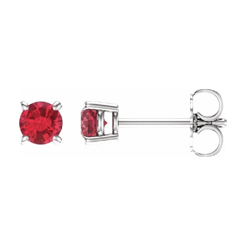 Hoop earrings with luxe velvet finishes for a rich and luxurious touch-14k White Gold 4 mm Round Ruby Stud Earring for Women