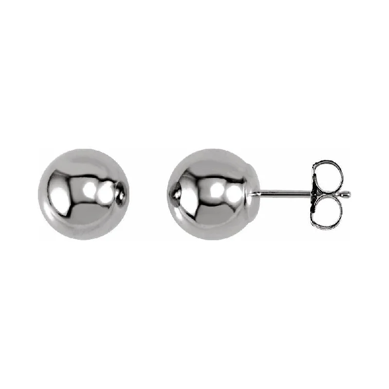 Hoop earrings with snake print designs for an edgy, wild appearance-14k White Gold 8 mm Ball Stud Earring for Women