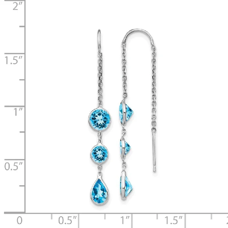 Best hoop earrings with custom designs for a personalized, unique accessory-14k White Gold Blue Topaz Dangle Earrings (L-45 mm, W-5 mm)