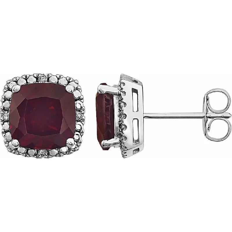 Hoop earrings with floral motifs for a feminine and nature-inspired look-14k White Gold Mozambique Garnet & .06 CTW Diamond Stud Earring for Women