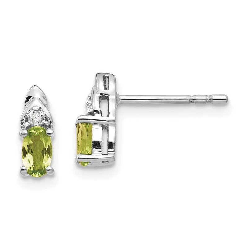 Best hoop earrings with snake chain details for a sleek and modern touch-14k White Gold Peridot Diamond (L-9 mm, W-4 mm)