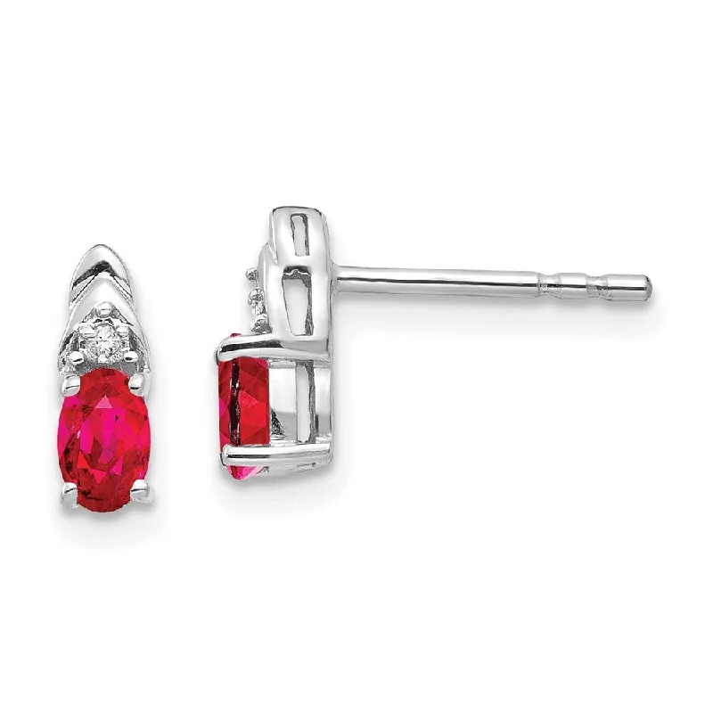 Hoop earrings with luxe velvet finishes for a rich and luxurious touch-14k White Gold Ruby Diamond (L-9 mm, W-4 mm)