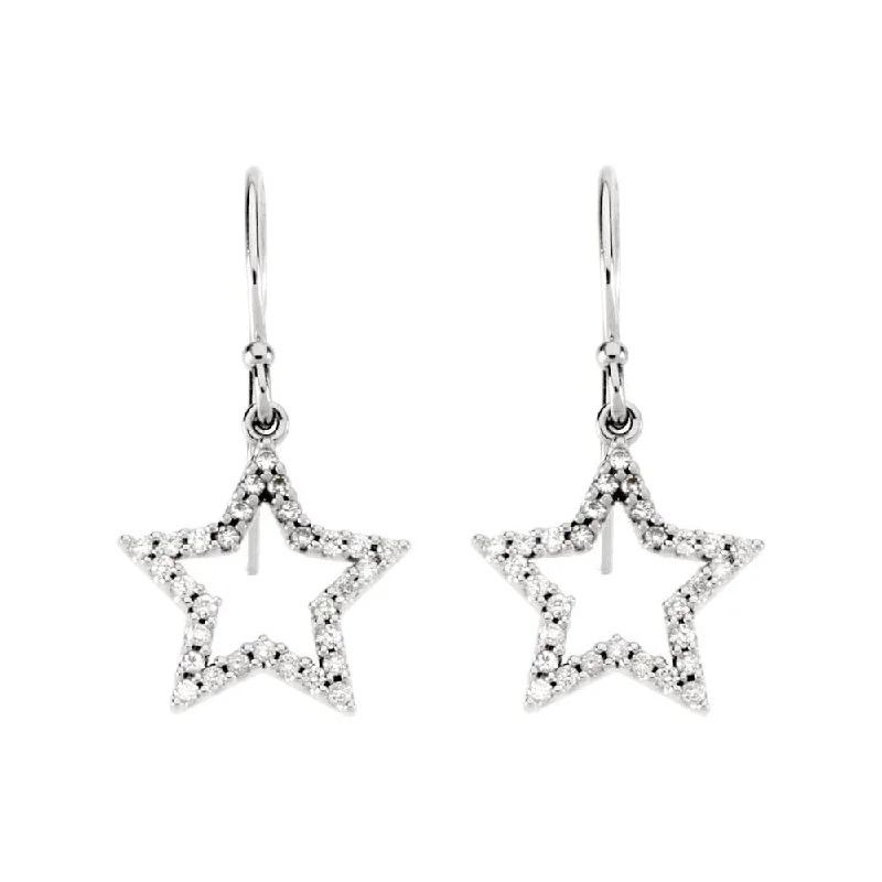 Best hoop earrings with twisted rope designs for a nautical-inspired style-14k White Gold Star Dangle Earring for Women