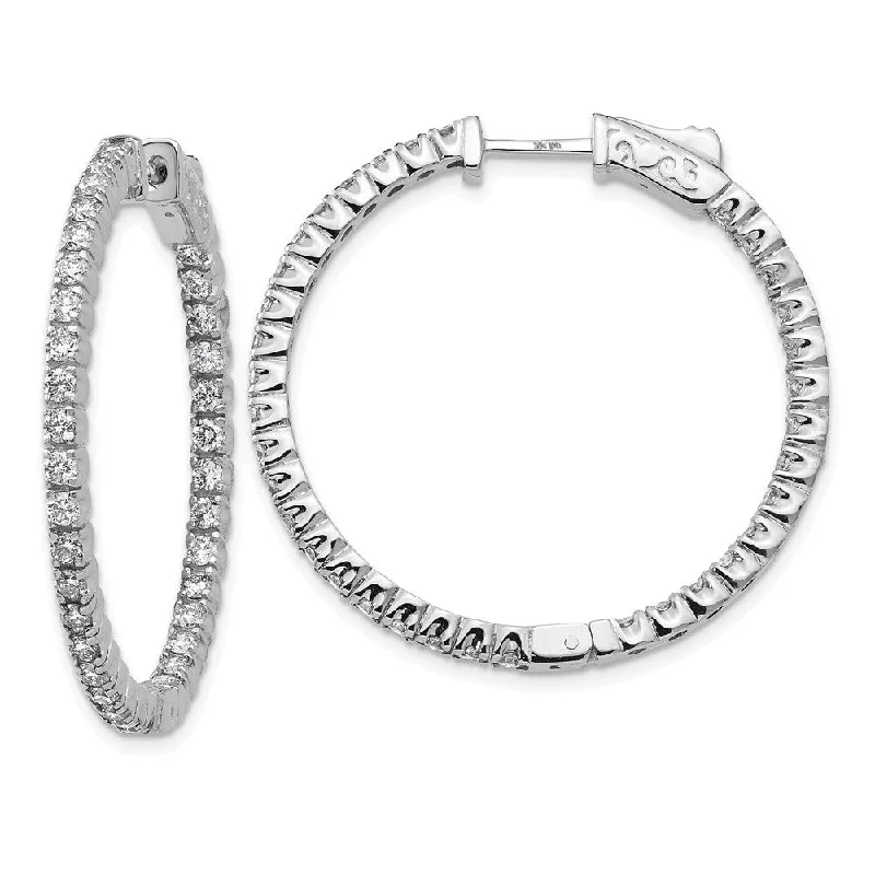 Hoop earrings with polished metal for a shiny and high-quality finish-14k White Gold True Origin Lab-Grown Diamond Hoop Earrings, VS/E- 1.96 cttw (L-28 mm, W-28 mm)