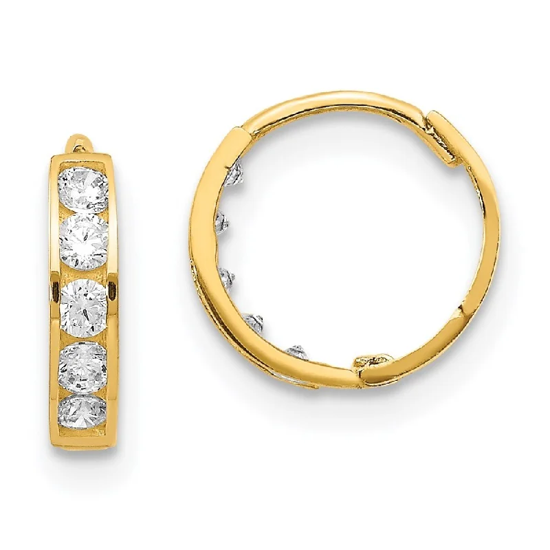 Best hoop earrings with snake-inspired designs for an edgy and fierce vibe-14k Yellow Gold Cubic Zirconia Hinged Hoop Earrings (L-9 mm, W-10 mm)