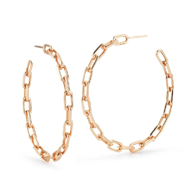 Best hoop earrings with stacked layers for a dimensional and bold look-SAXON 18K 2" CHAIN LINK HOOP EARRINGS