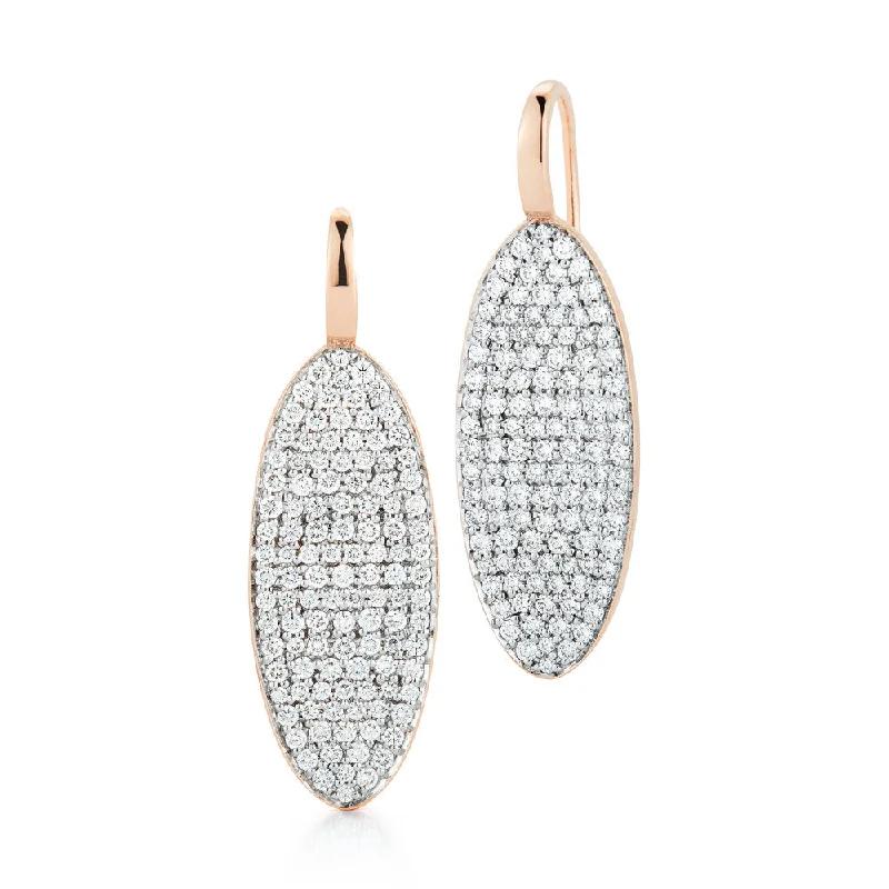 Hoop earrings with stacked layers for a bold and textured design-LYTTON 18K DIAMOND OVAL DROP EARRING