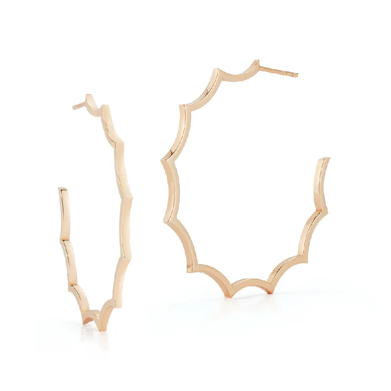 Medium hoop earrings for an everyday look with the perfect balance of style-CLIVE 18K SCALLOPED HOOP EARRING