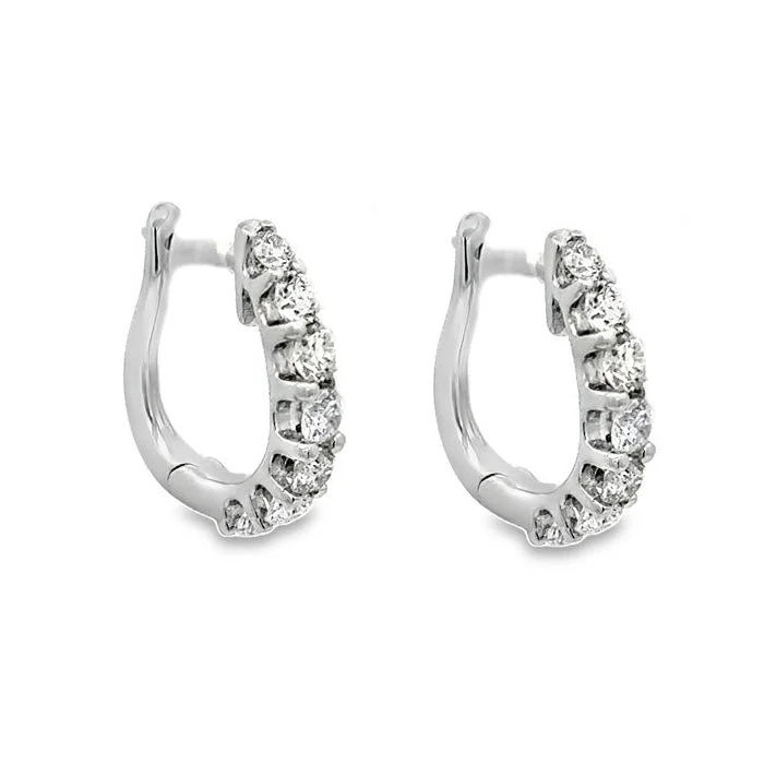 Best hoop earrings with matching bracelets for a coordinated jewelry set-Mountz Collection 2CTW Diamond Huggie Earrings in 14K White Gold