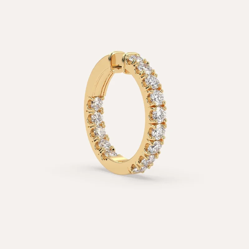 Best hoop earrings with gold for a luxurious and timeless look-2 carat Single Diamond Hoop Earring