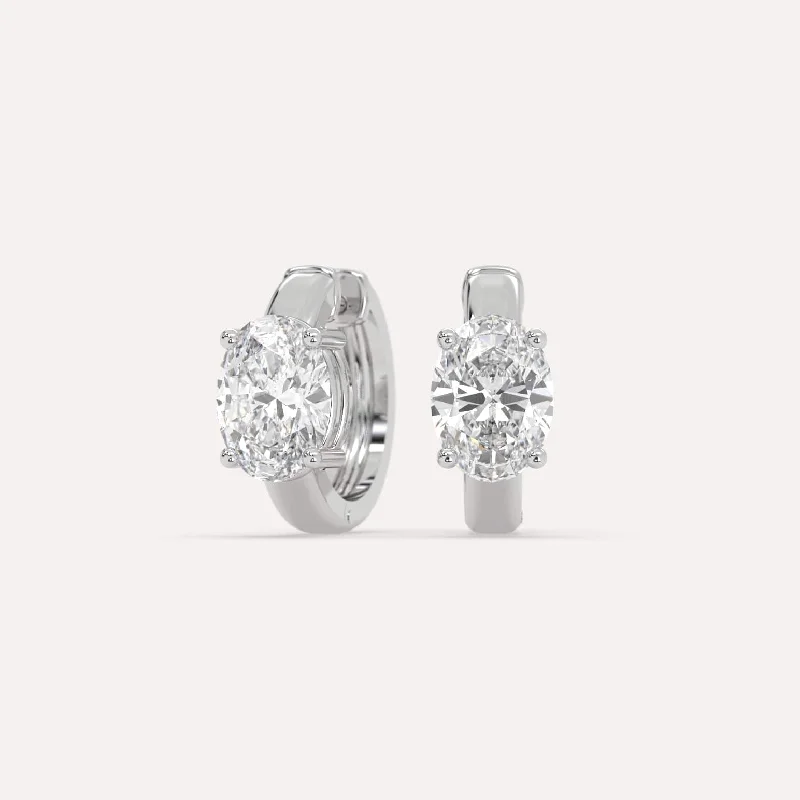 Best hoop earrings with floral designs for a feminine and delicate look-2 carat Oval Diamond Hoop Earrings