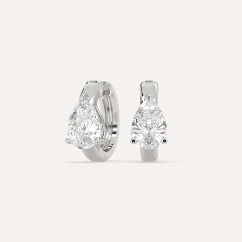 Best hoop earrings with floral designs for a feminine and delicate look-2 carat Pear Diamond Hoop Earrings