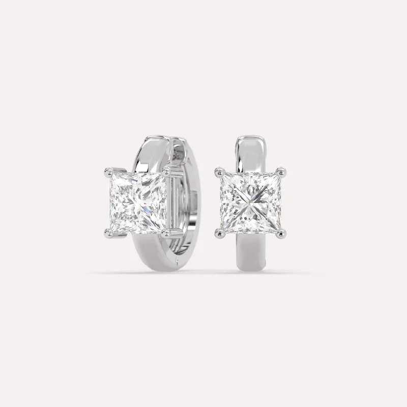 Hoop earrings with diamond-cut surfaces for added sparkle and shine-2 carat Princess Diamond Hoop Earrings