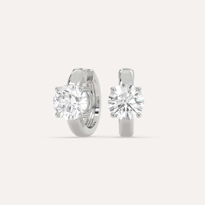 Classic hoop earrings with a thin profile for a sleek and subtle style-2 carat Round Diamond Hoop Earrings