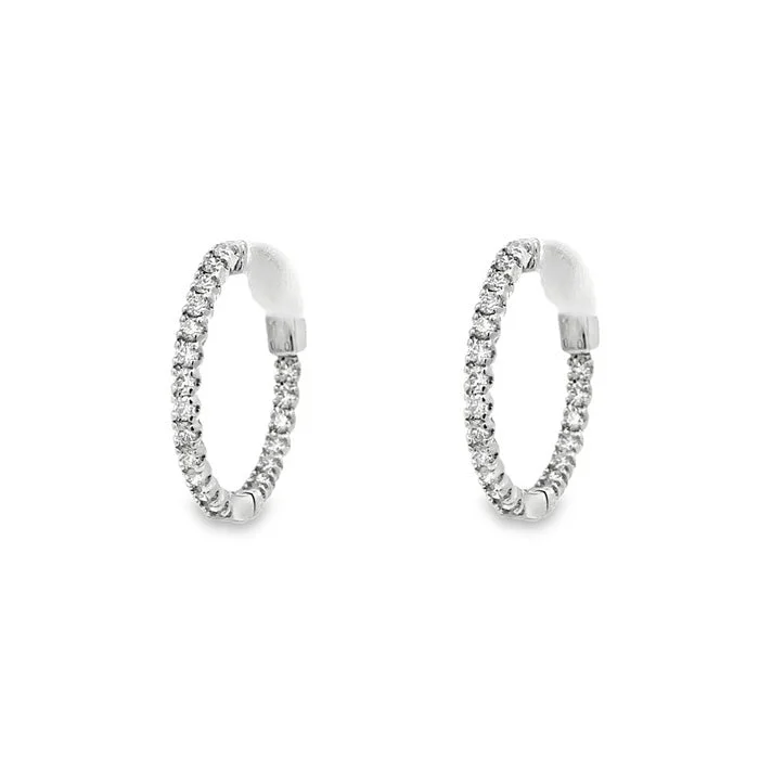 Hoop earrings with a matte black finish for a sleek, edgy vibe-Mountz Collection Diamond Round Inside-Outside Earrings in 14K White