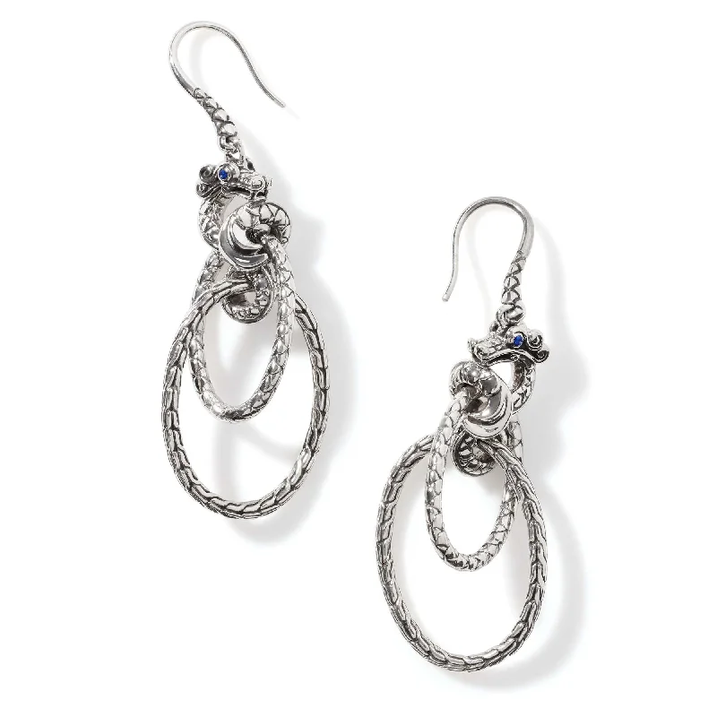 Hoop earrings with spiral designs for a dynamic and fluid look-John Hardy Legends Naga Drop Hoop Earrings in Sterling Silver