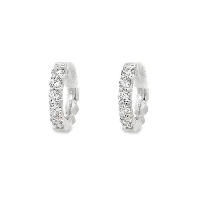 Hoop earrings with oversized designs for a bold, fashion-forward statement-Mountz Collection Diamond Round Huggie Earrings in 14K White Gold