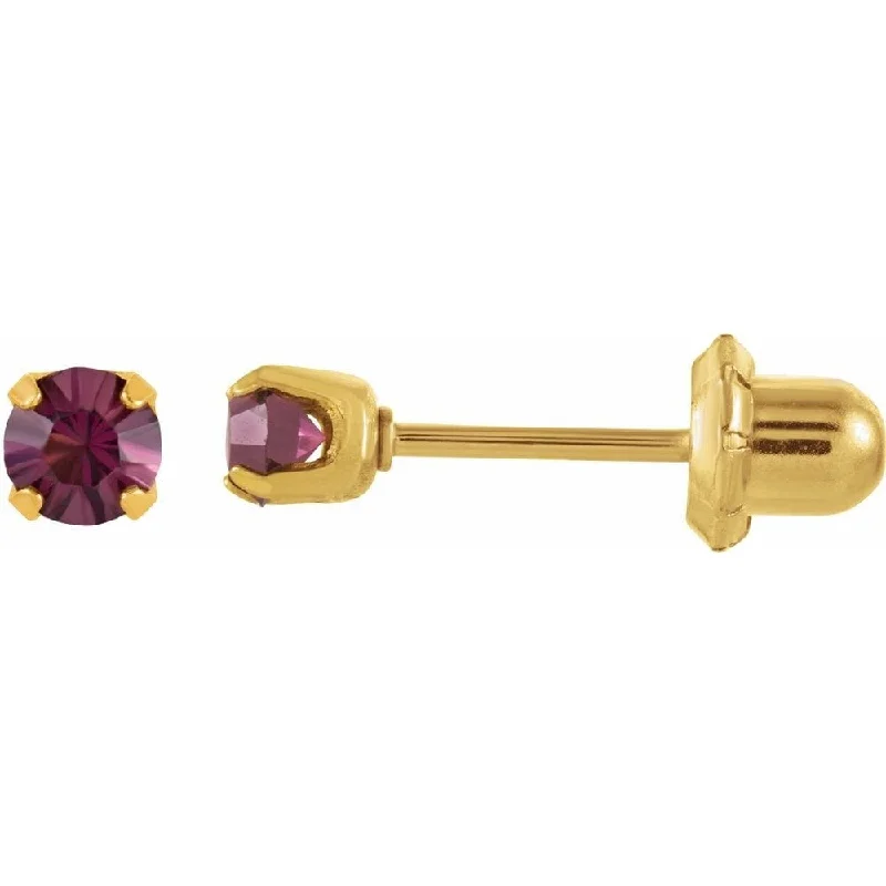 Best hoop earrings with braided leather for a rustic, stylish finish-24K Yellow Gold Plated Sterling Silver Imitation Amethyst Inverness Piercing Stud Earring for Women