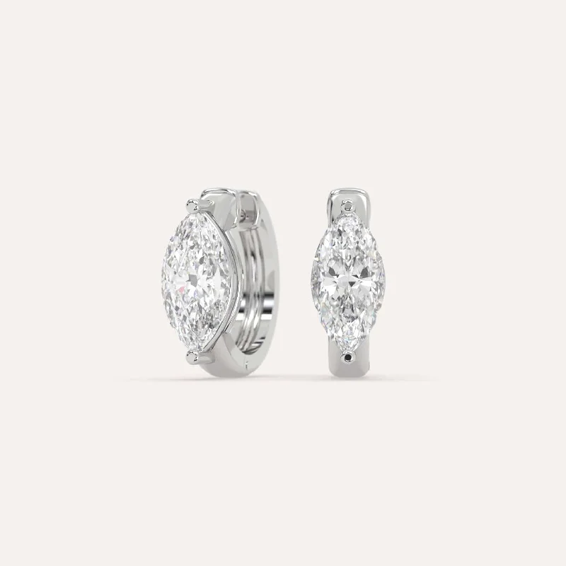 Best hoop earrings with tribal designs for a cultural and exotic aesthetic-3 carat Marquise Diamond Hoop Earrings