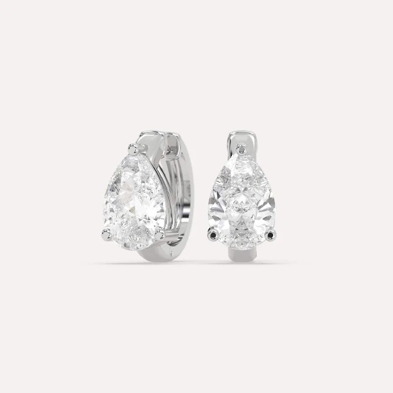 Best hoop earrings with geometric shapes for a modern and artistic appeal-3 carat Pear Diamond Hoop Earrings