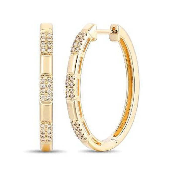 Hoop earrings with a chunky design for a bold and trendy statement-Le Vian Alternating Pattern Oval Hoop Earrings featuring Nude Diamonds in 14K Honey Gold