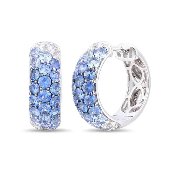 Lightweight hoop earrings for comfortable and all-day wear-Le Vian Hoop Earrings featuring Denim Ombré Sapphires in 14K Vanilla Gold