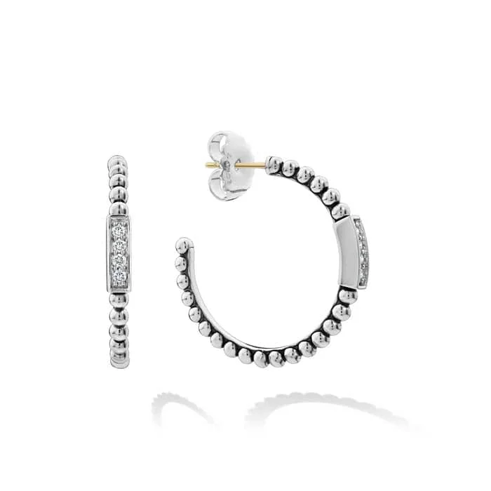 Hoop earrings with a matte black finish for a sleek, edgy vibe-LAGOS .20CTW Caviar Spark Diamond 30MM Hoop Earrings in Sterling Silver