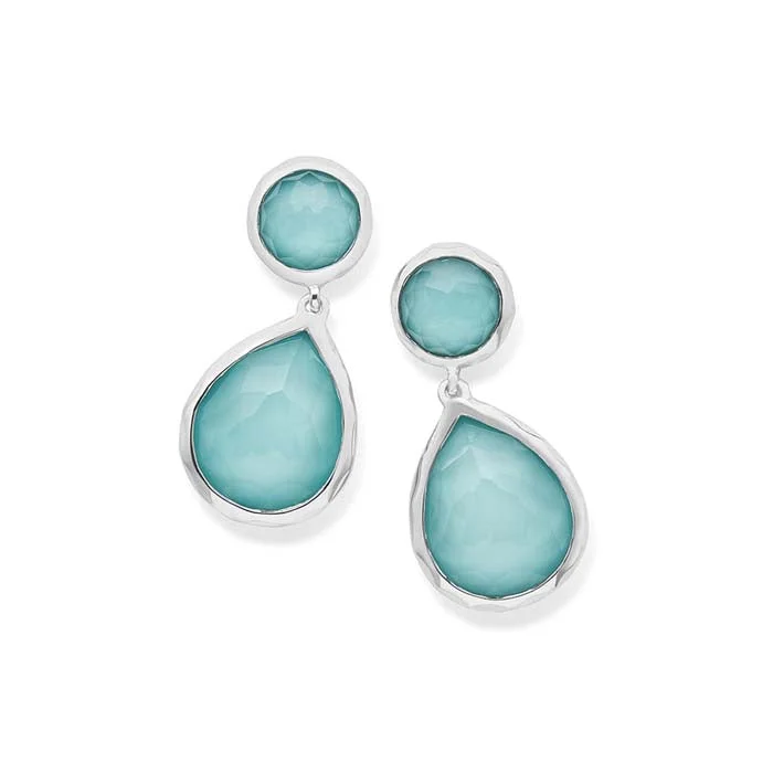 Hoop earrings with abstract wirework for an artistic, unique look-Ippolita Turquoise Doublet 2-Stone Dangle Rock Candy Earring in Sterling Silver