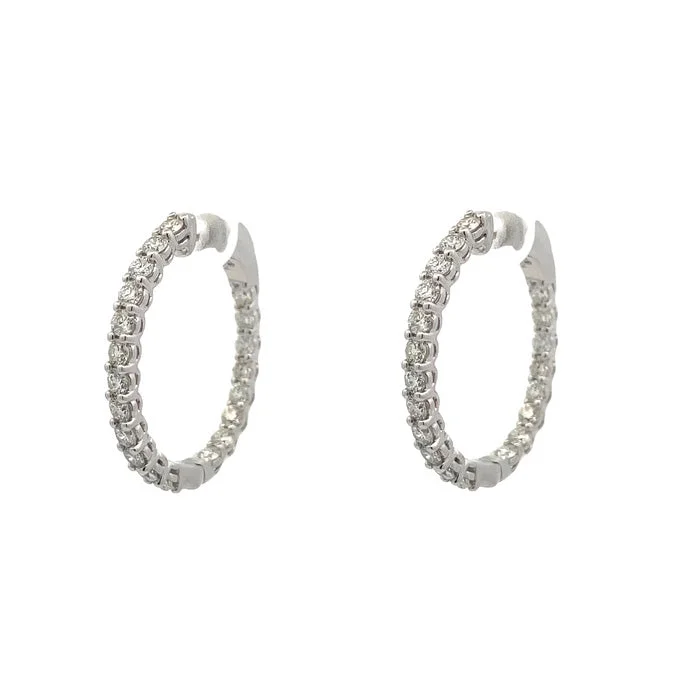 Hoop earrings with polished metal for a shiny and high-quality finish-Mountz Collection Diamond Oval Inside/Outside Earrings in 14K White Gold