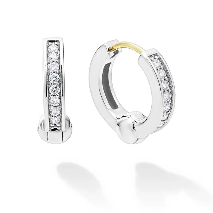 Hoop earrings with circle designs for a classic and timeless shape-LAGOS Diamond Huggie Earrings in Sterling Silver