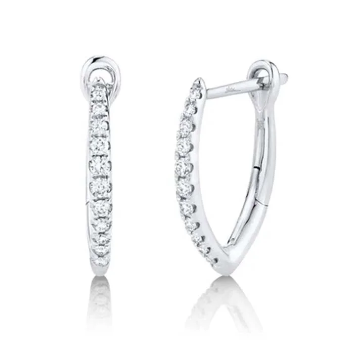 Stylish hoop earrings with diamond accents for an elegant and sparkling effect-Shy Creation "Eternal Collection" .15CTW Diamond Hoop Earrings in 14K White Gold