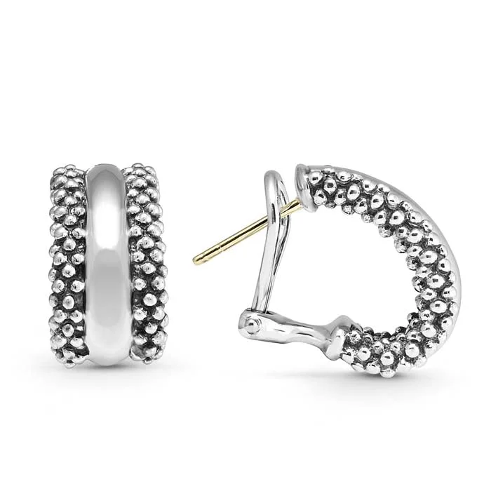 Hoop earrings with circle designs for a classic and timeless shape-LAGOS Caviar Silver Station Hoop Earrings in Sterling Silver