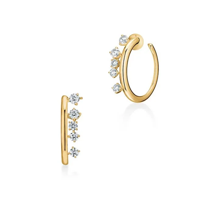 Hoop earrings with stacked layers for a bold and textured design-Hearts On Fire Barre Floating Small Diamond Hoops in 18K Yellow Gold