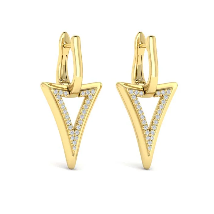 Best hoop earrings with detachable studs for a versatile and adjustable accessory-Vlora Miravel Diamond Open Double Trinity Huggie Earrings in 14K Yellow Gold