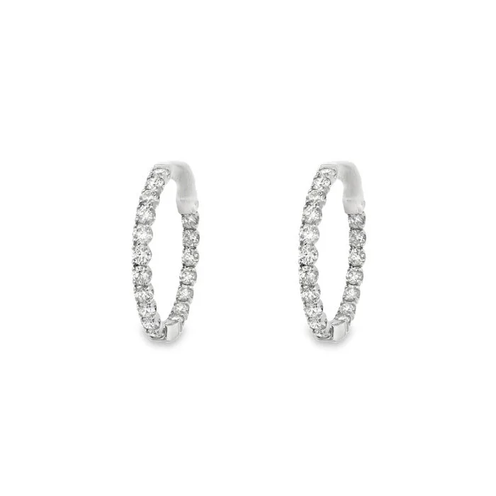 Best hoop earrings with oval shapes for a unique and elongated design-Mountz Collection Diamond Inside-Outside Round Hoop Earrings in 14K White Gold