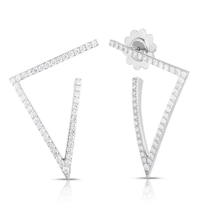 Hoop earrings with faceted crystals for added sparkle and shine-Roberto Coin .83CTW Classic Triangle Earrings in 18K White Gold