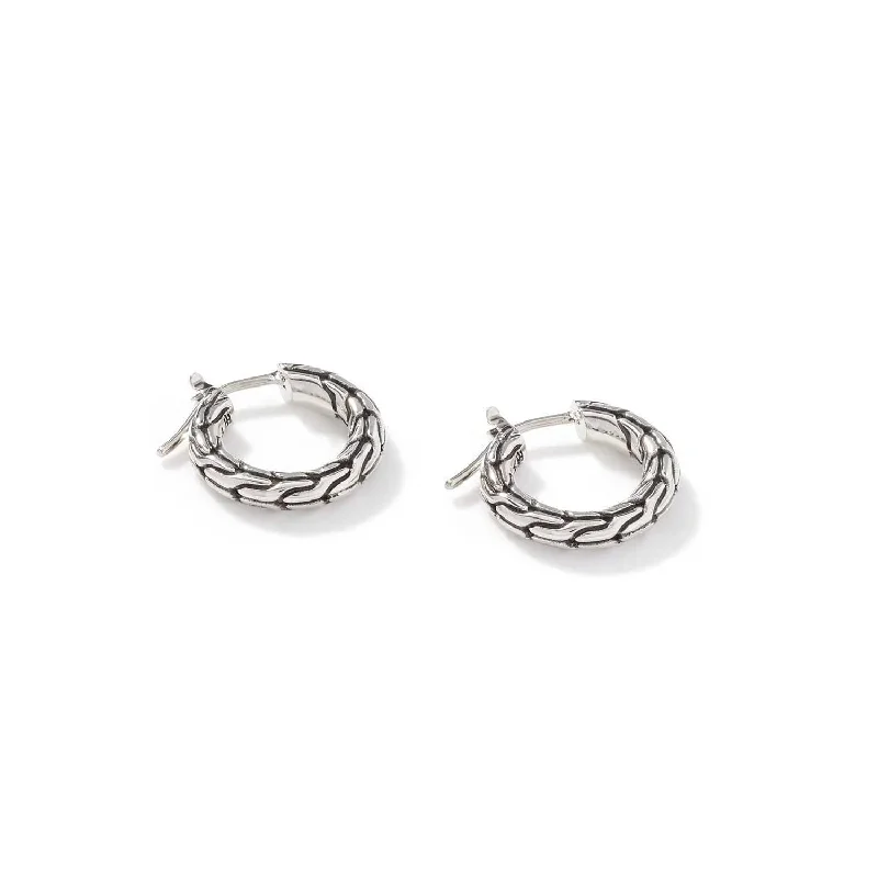 Best hoop earrings with sparkling cubic zirconia for a brilliant, budget-friendly effect-John Hardy Carved Chain Extra Small Hoop Earrings in Sterling Silver