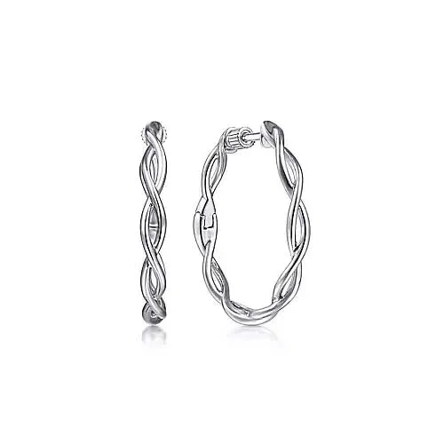 Best hoop earrings with matching bracelets for a coordinated jewelry set-Gabriel & Co. 25MM Twisted Round Classic Hoop Earrings in Sterling Silver