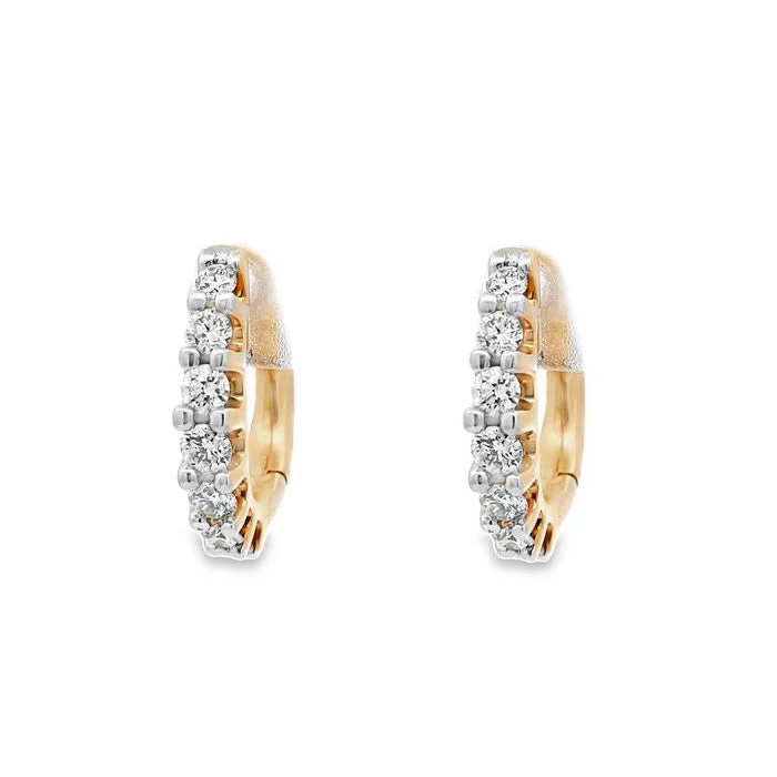 Hoop earrings with enamel stripes for a colorful and eye-catching design-Mountz Collection 1CTW Diamond Huggie Earrings in 14K Yellow Gold