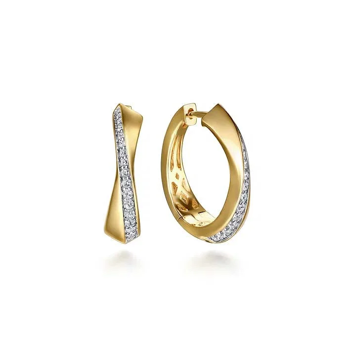 Hoop earrings with open designs for a modern, lighthearted vibe-Gabriel & Co. Diamond Intricate Hoop Earrings in 14K Yellow Gold