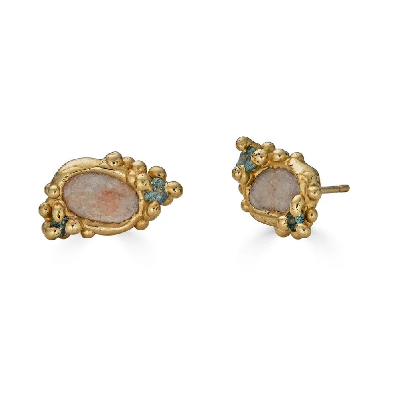 Hoop earrings with heart-shaped frames for a romantic and feminine look-Beach Stone Froth Studs, 14k