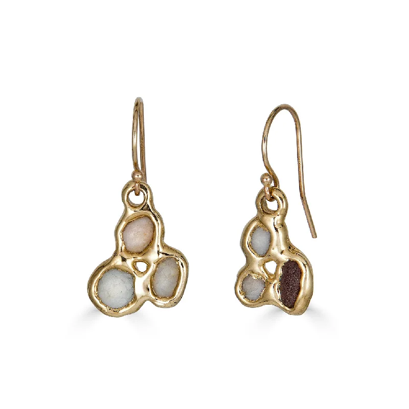 Hoop earrings with oversized designs for a bold, fashion-forward statement-Beach Stone Trio Earrings, 14k