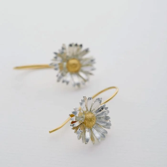 Hoop earrings with a chunky design for a bold and trendy statement-Big Daisy Hook Earrings