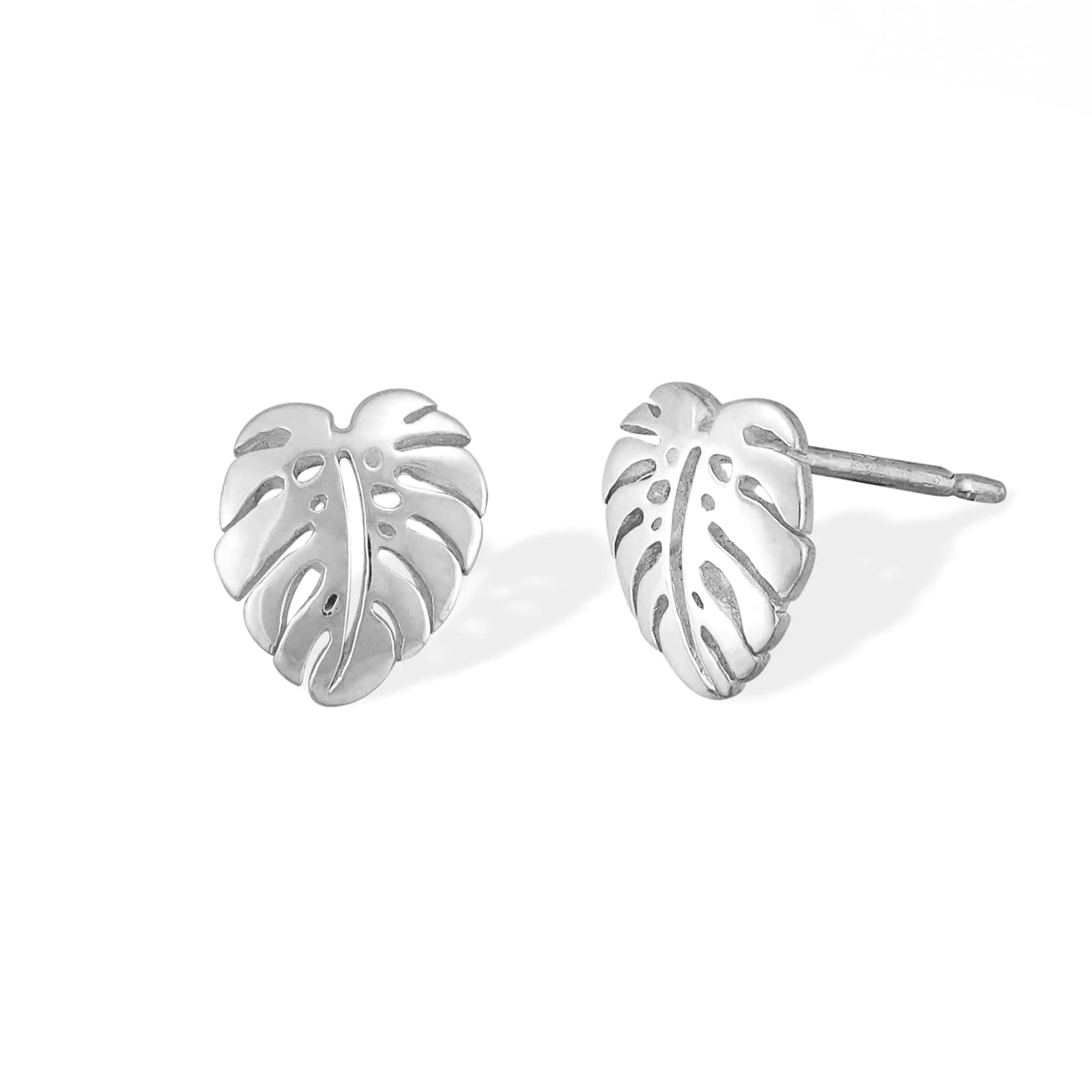 Lightweight hoop earrings for comfortable and all-day wear-Monstera Leaf Studs